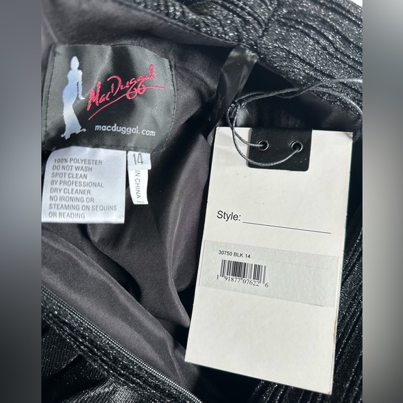 MAC DUGGAL SHIMMERING 3/4 SLEEVE A-LINE MIDI DRESS - Picture 10 of 10